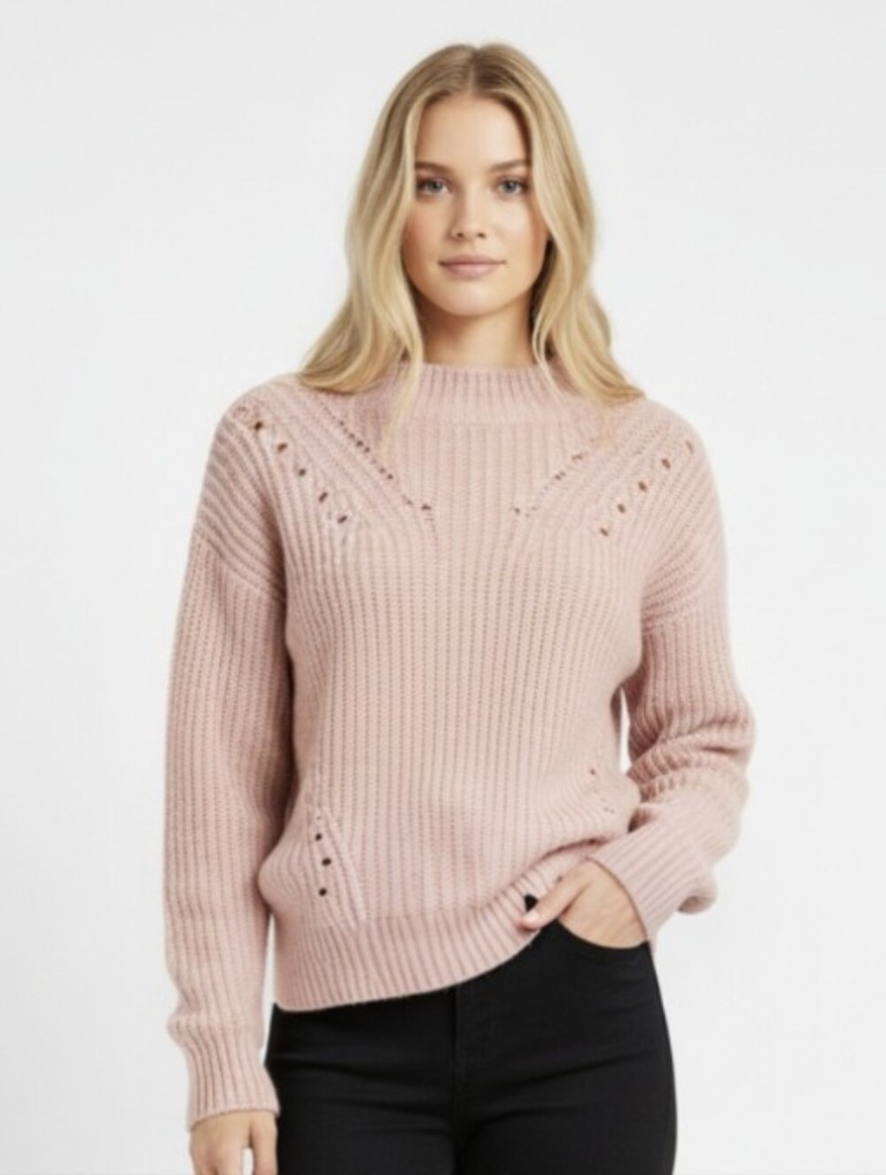 NWOT! THE GAP! PALE PINK ALPACA, WOOL+ BLEND BULKY KNIT ROUND NECK SWEATER! XS
